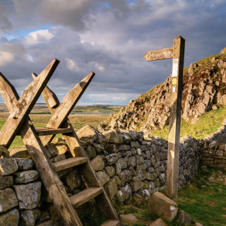 Pennine Way footpath near Wall & Lakes Cottage, Brampton. From Greenhead on the road to Newcastle